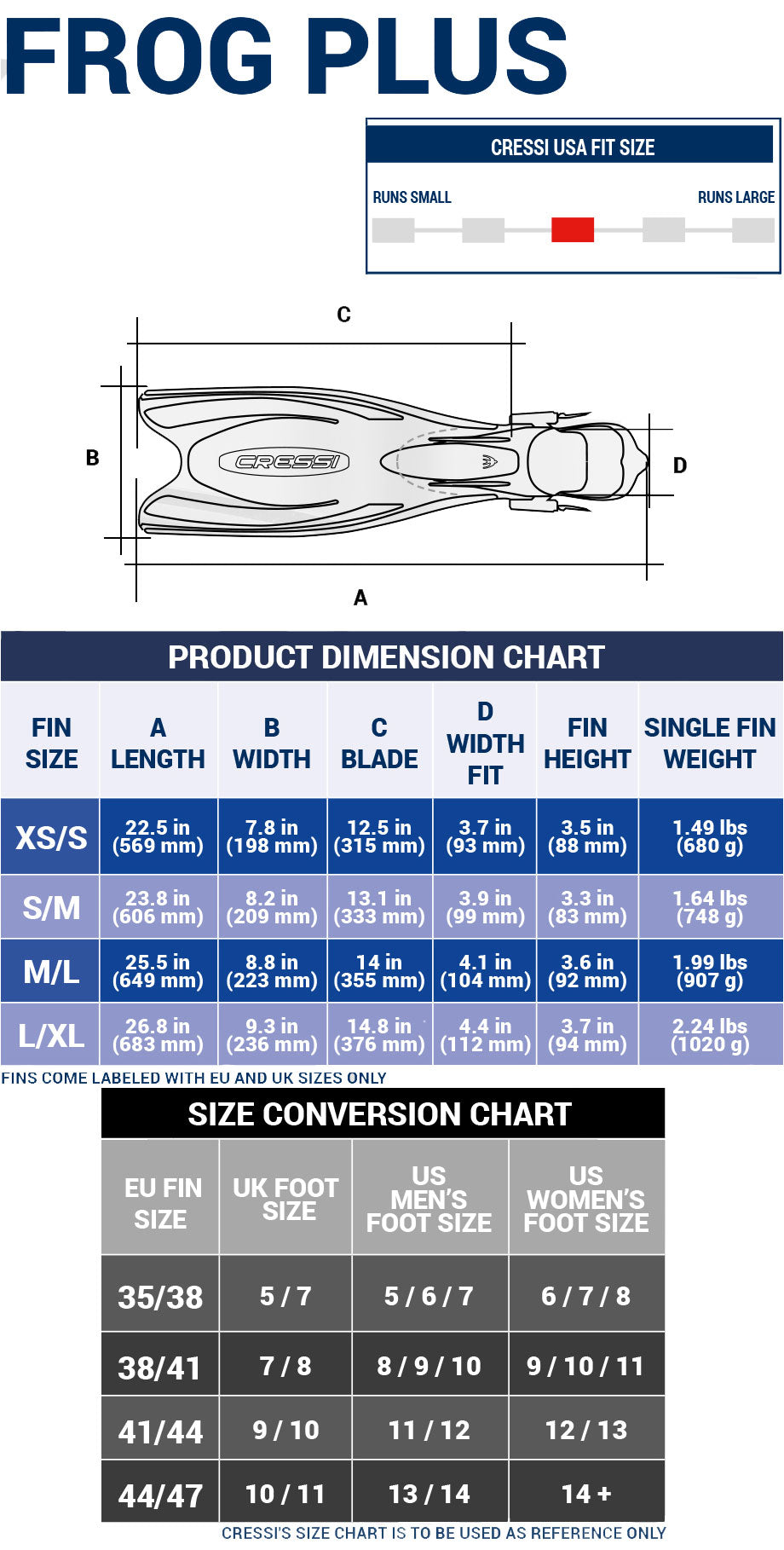 Cressi Frog Plus Open Heel Fins