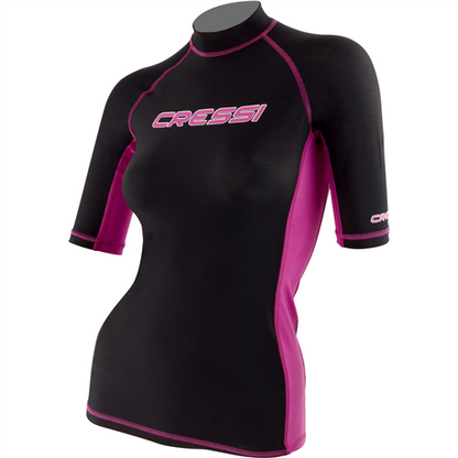 Cressi Short Sleeve Rash Guard - Black and Pink Ladies